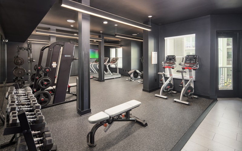 a gym with exercise equipment
